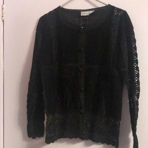 Newport News suede, rayon crochet jacket, top size 4 never worn